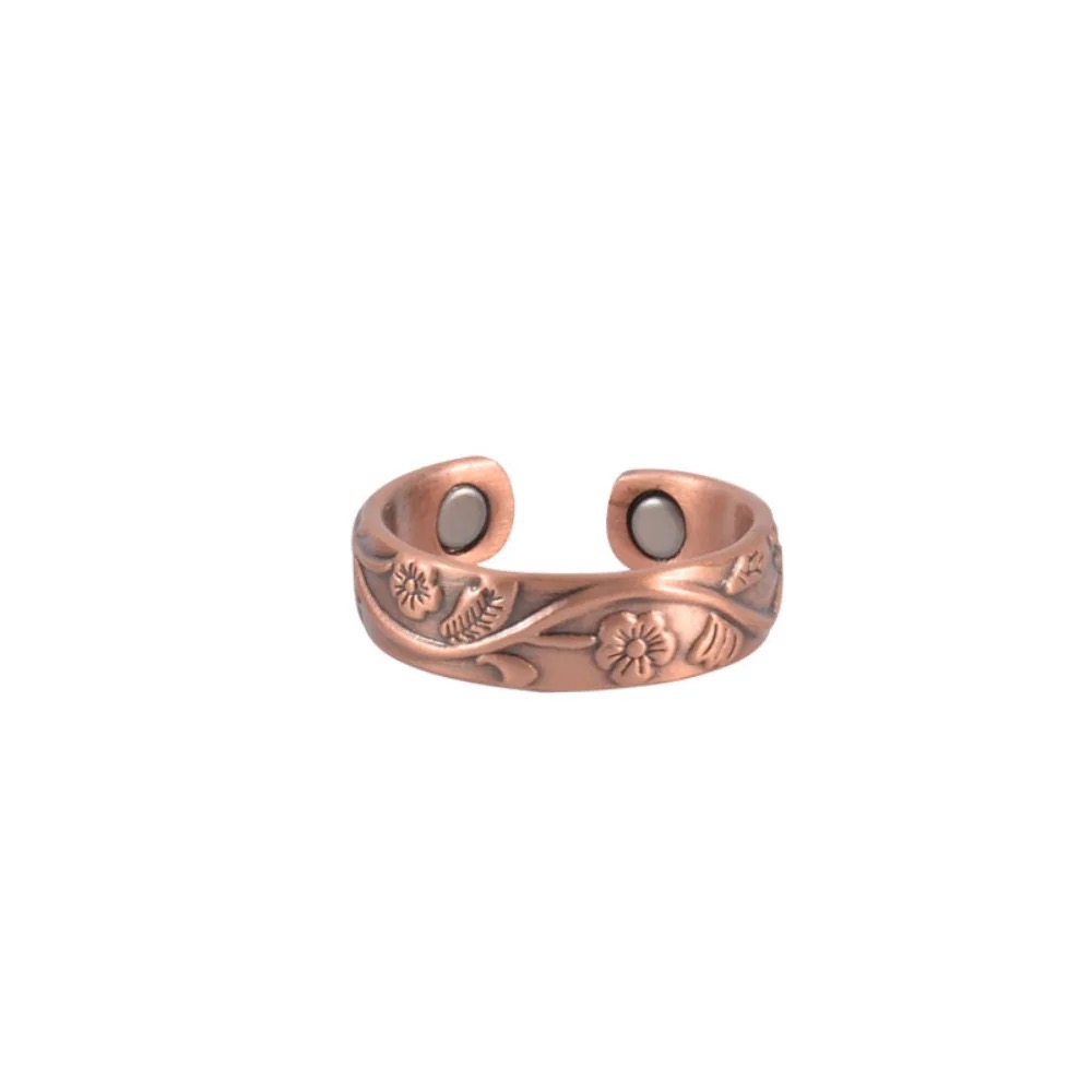 Vintage Plum Blossom Magnetic Red Copper Bangle