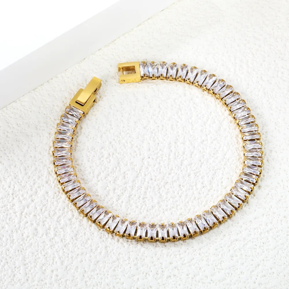 Multicolor Crystal 18K Gold-Plated Stainless Steel Tennis Bracelet