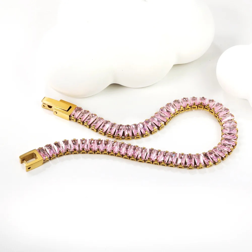Multicolor Crystal 18K Gold-Plated Stainless Steel Tennis Bracelet