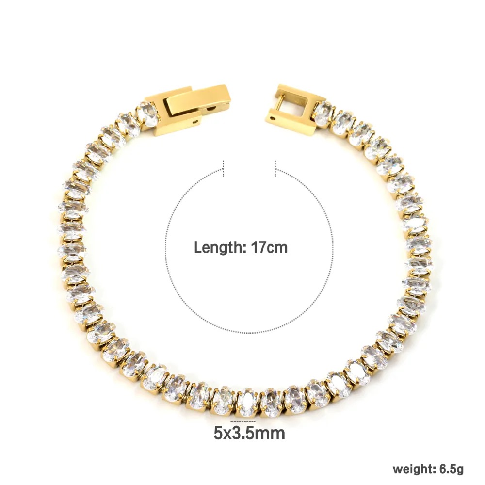 Multicolor Crystal 18K Gold-Plated Stainless Steel Tennis Bracelet