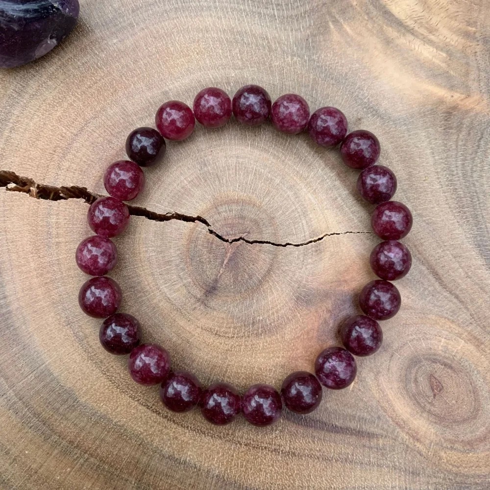 8mm Natural Garnet Beaded Stretch Bracelet