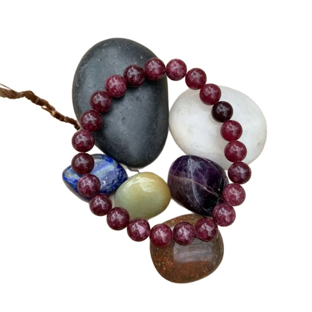 8mm Natural Garnet Beaded Stretch Bracelet