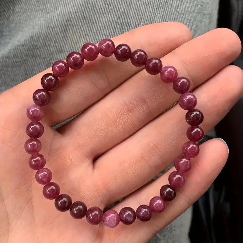 8mm Natural Garnet Beaded Stretch Bracelet