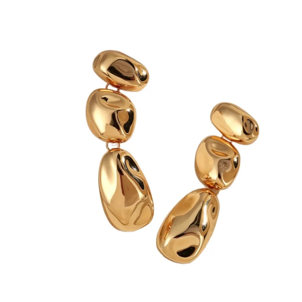 Irregular Textured Polished Minimalist Drop Earrings