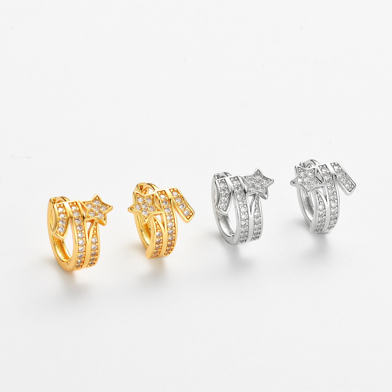 Zircon Comet Huggie Earrings