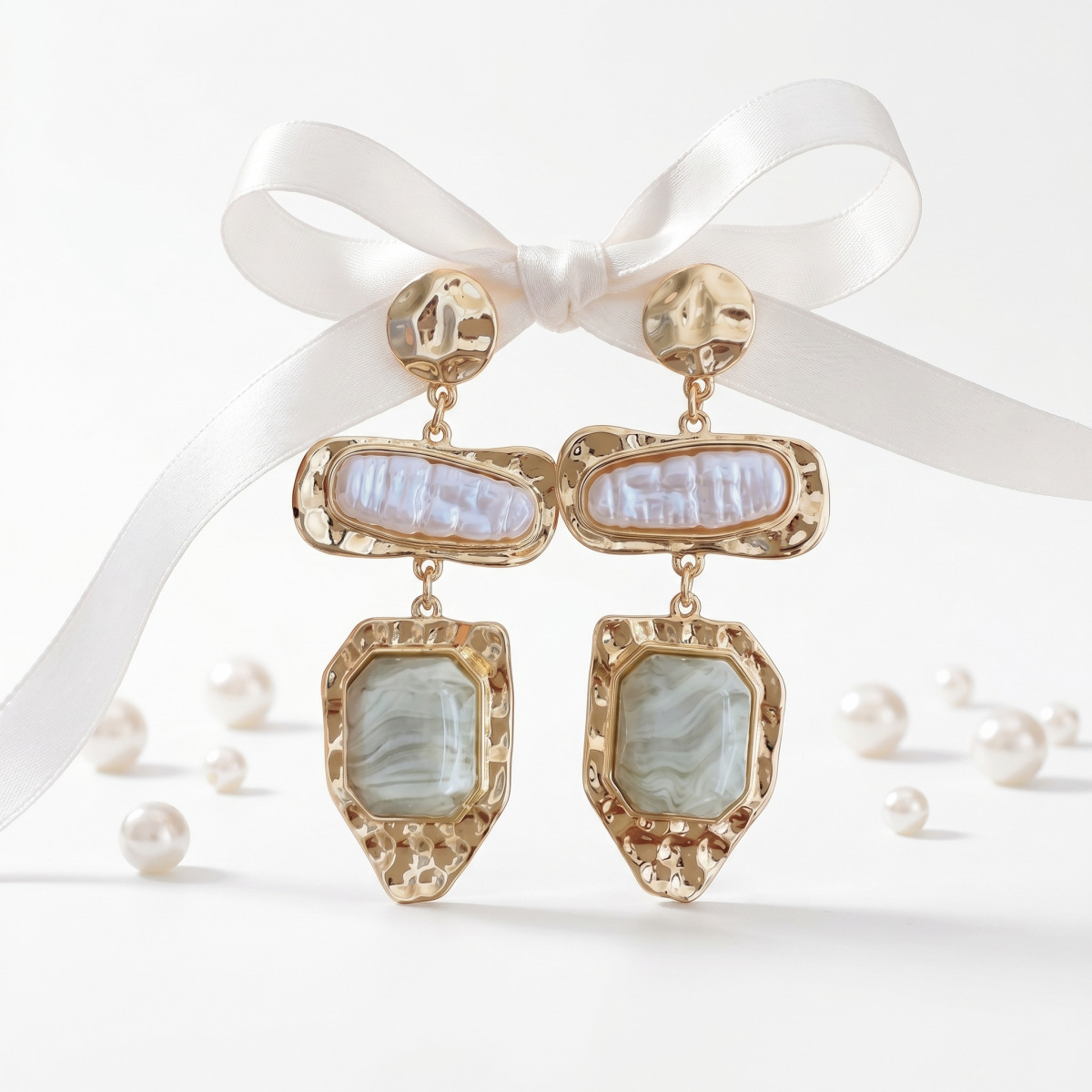 Vintage Irregular Pearl Geometric Drop Earrings