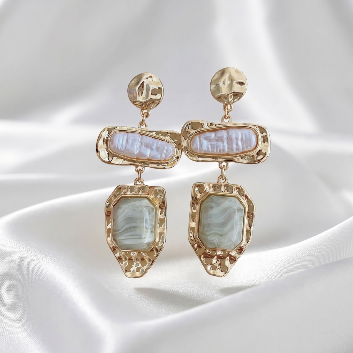 Vintage Irregular Pearl Geometric Drop Earrings
