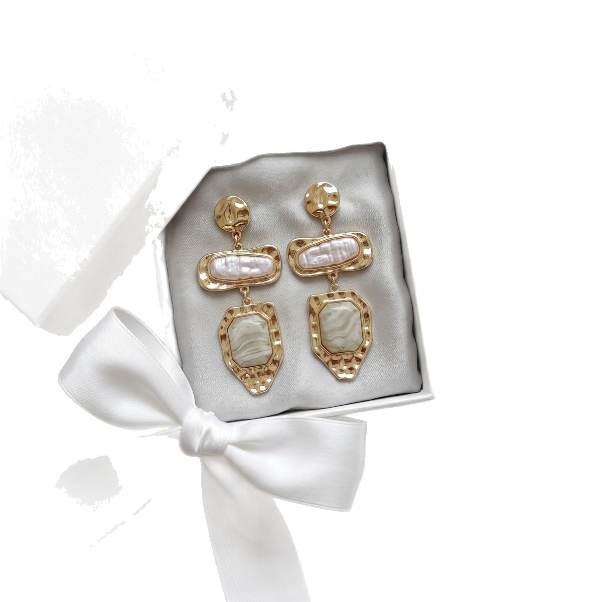 Vintage Irregular Pearl Geometric Drop Earrings