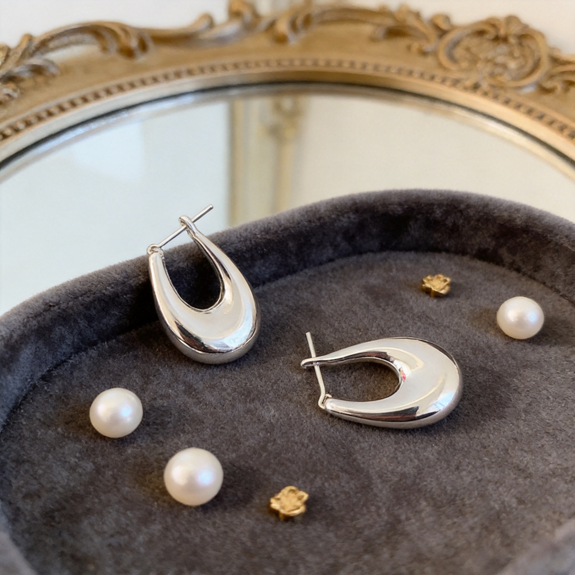 Minimalist Polished Huggie Earrings