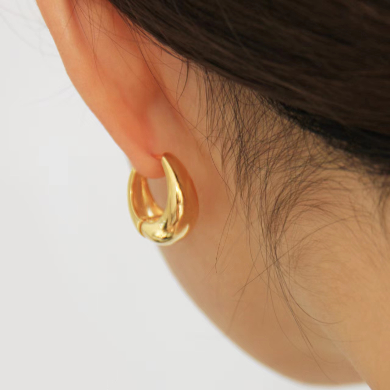 French Vintage Gold-Plated Brass Minimalist Earrings