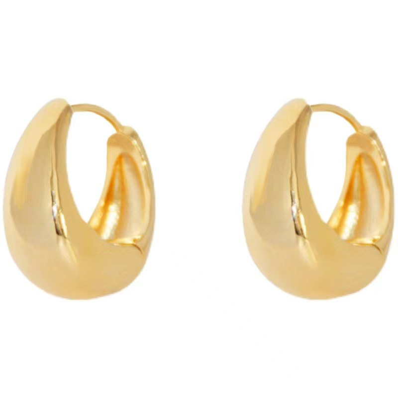 French Vintage Gold-Plated Brass Minimalist Earrings