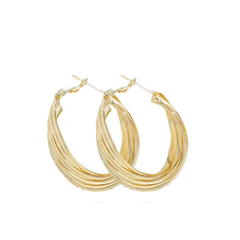 Jiaowei Geometric Diamond-Shaped Hoop Earrings with Silver Posts