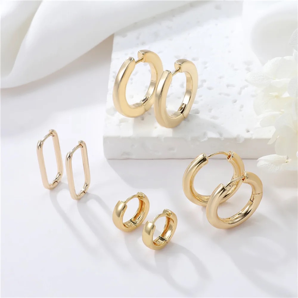 14K Gold-Plated Polished Minimalist Huggie Earrings