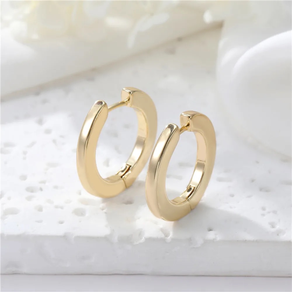 14K Gold-Plated Polished Minimalist Huggie Earrings