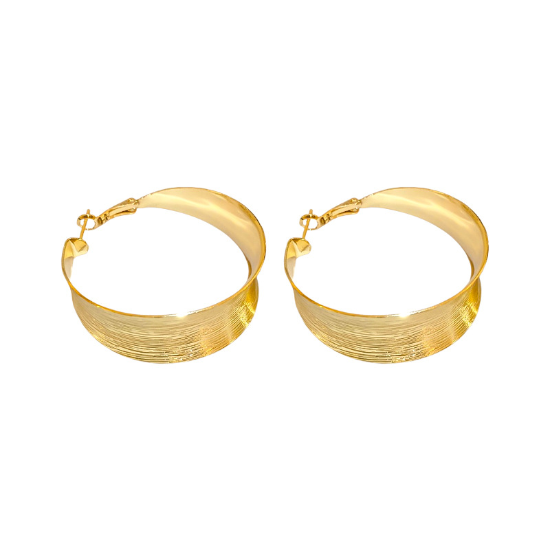 Wide Geometric Minimalist Hoop Earrings with Silver Posts