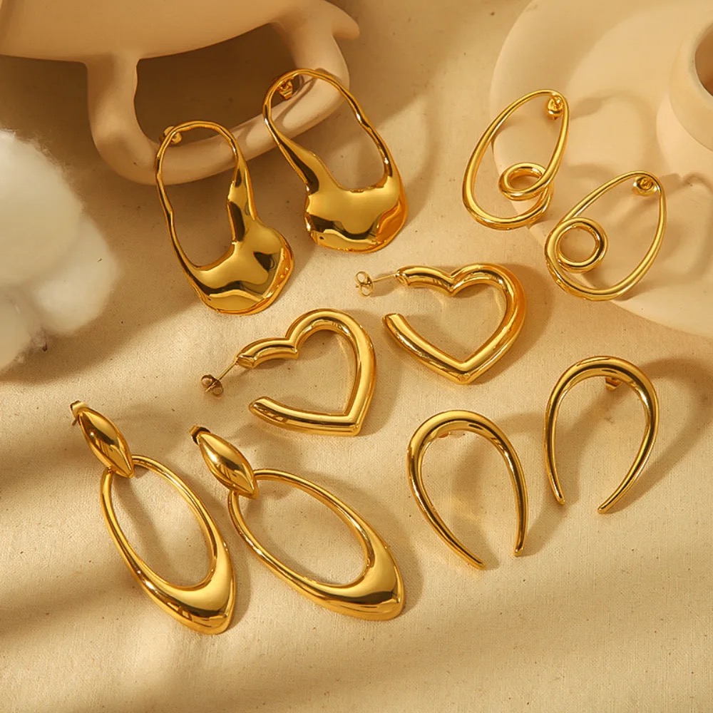 18K Gold-Plated Irregular Geometric Stainless Steel Stud Earrings