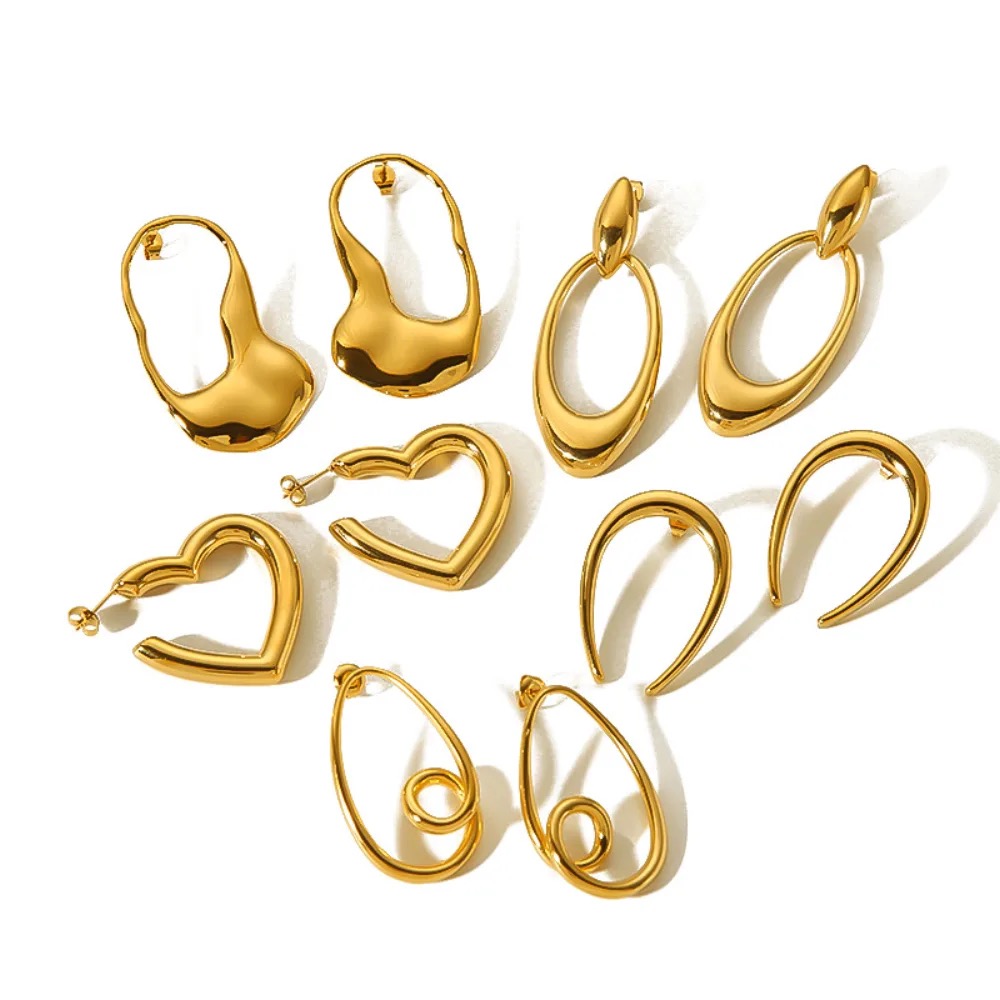 18K Gold-Plated Irregular Geometric Stainless Steel Stud Earrings