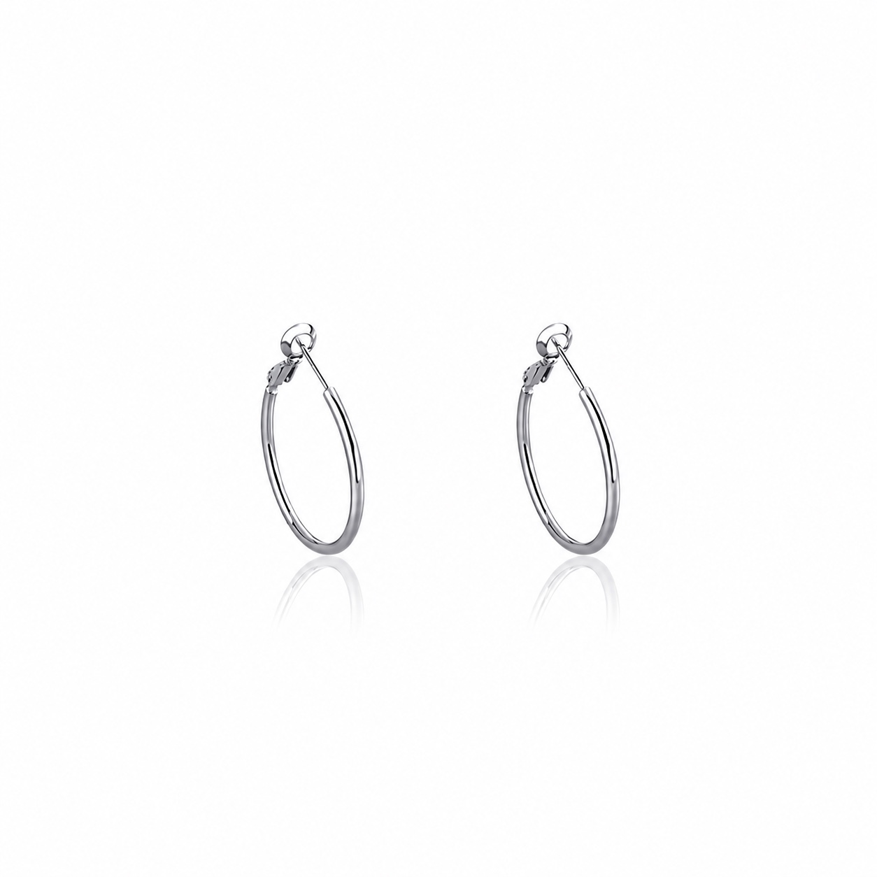 TH0031 S999 Silver-Post Minimalist Hoop Earrings