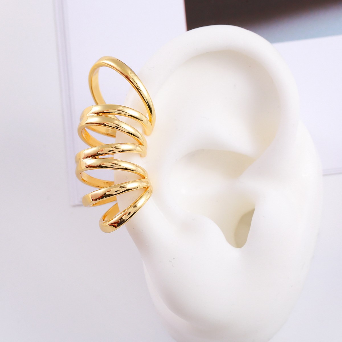 Bohemian Hollow Zircon Gold-Plated Copper Ear Cuffs