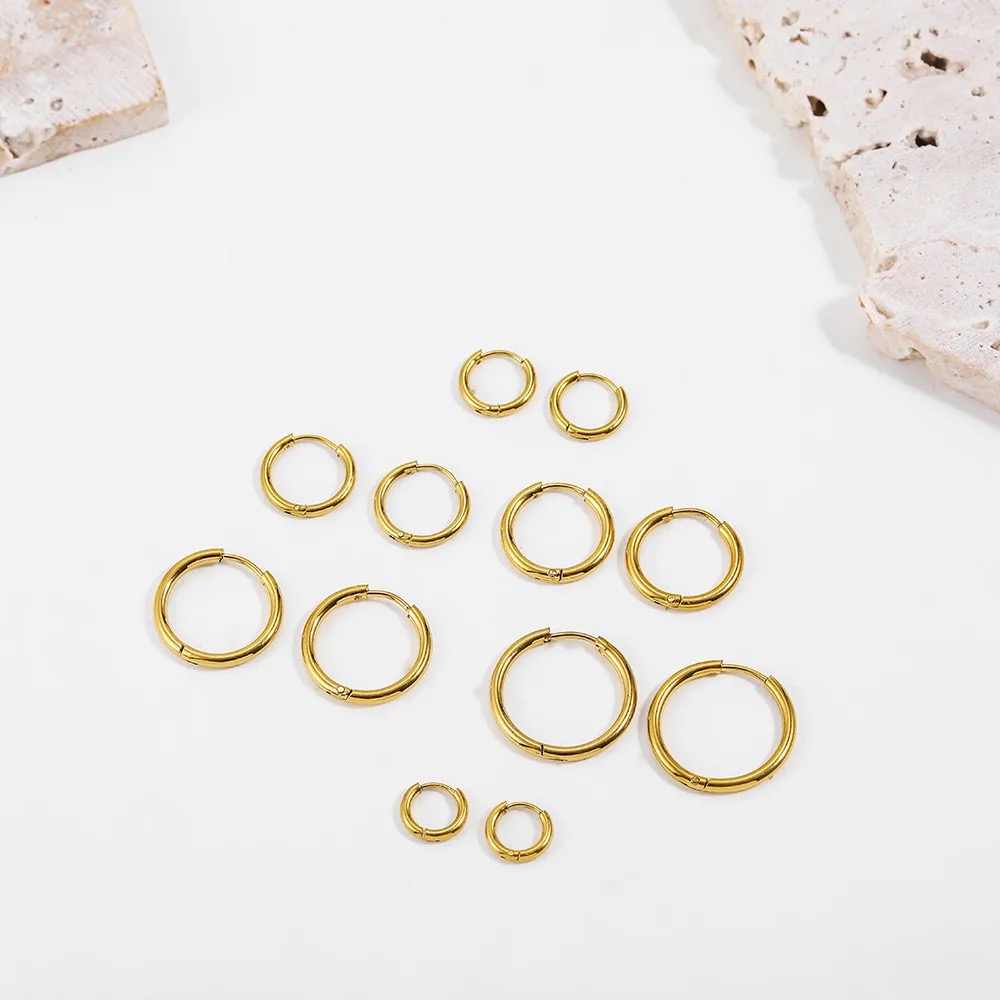 18K Gold-Plated Polished Stainless Steel Huggie Earrings