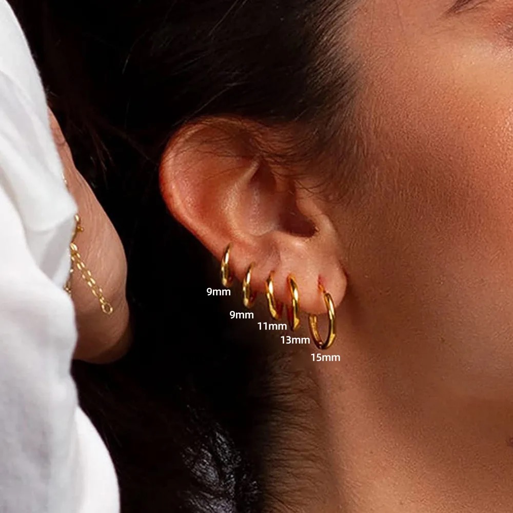 18K Gold-Plated Polished Stainless Steel Huggie Earrings