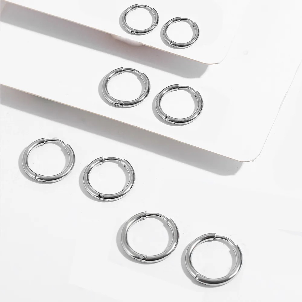 18K Gold-Plated Polished Stainless Steel Huggie Earrings