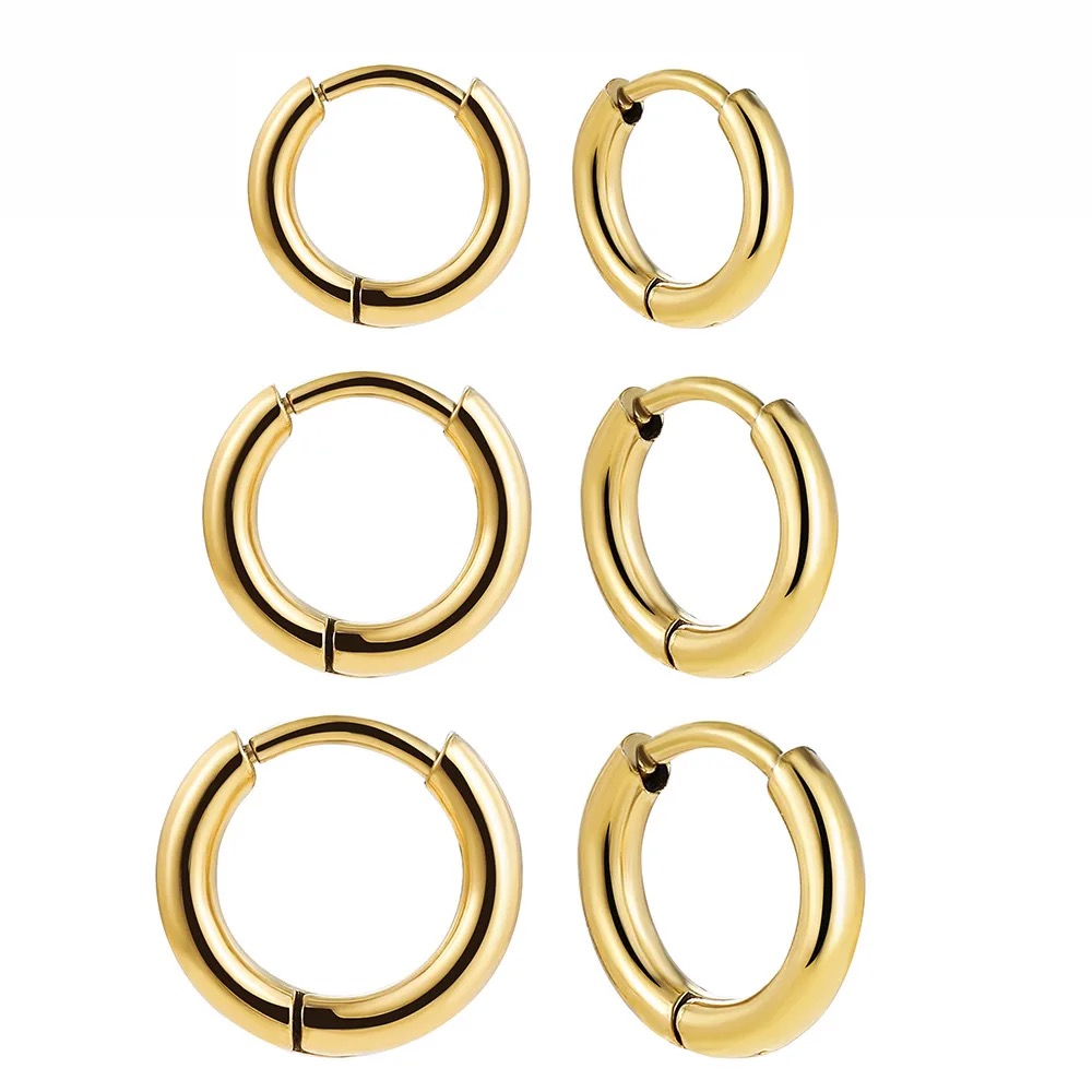 18K Gold-Plated Polished Stainless Steel Huggie Earrings