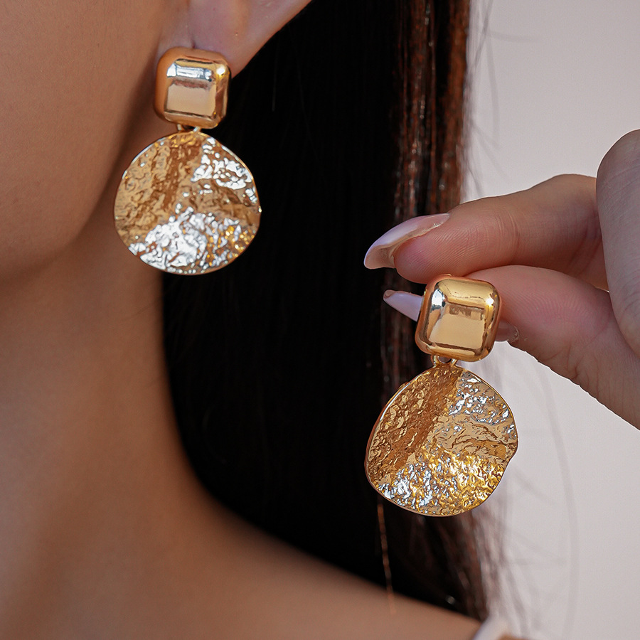 Geometric Square and Round Earrings with Silver Posts