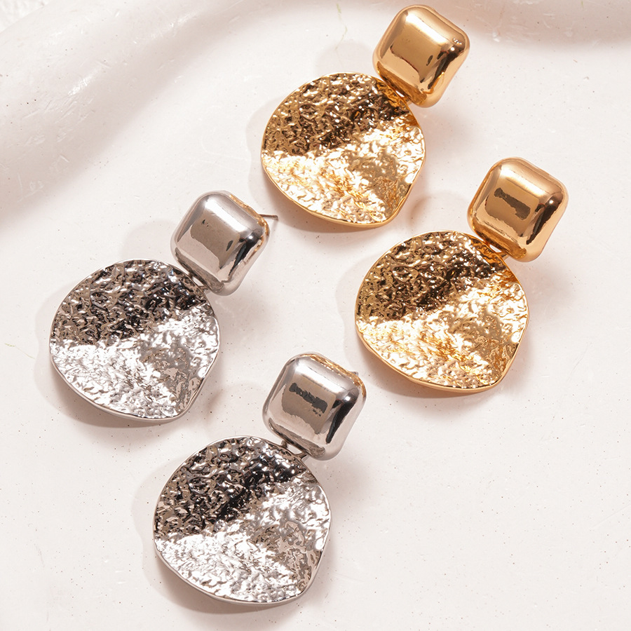 Geometric Square and Round Earrings with Silver Posts