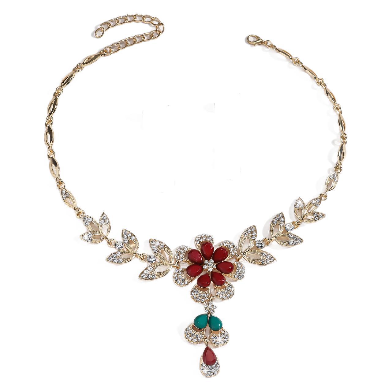 Teardrop Flower Necklace and Earring Set