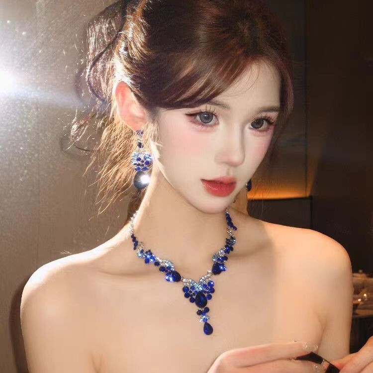 Crystal Leaf Bridal Necklace and Earring Set