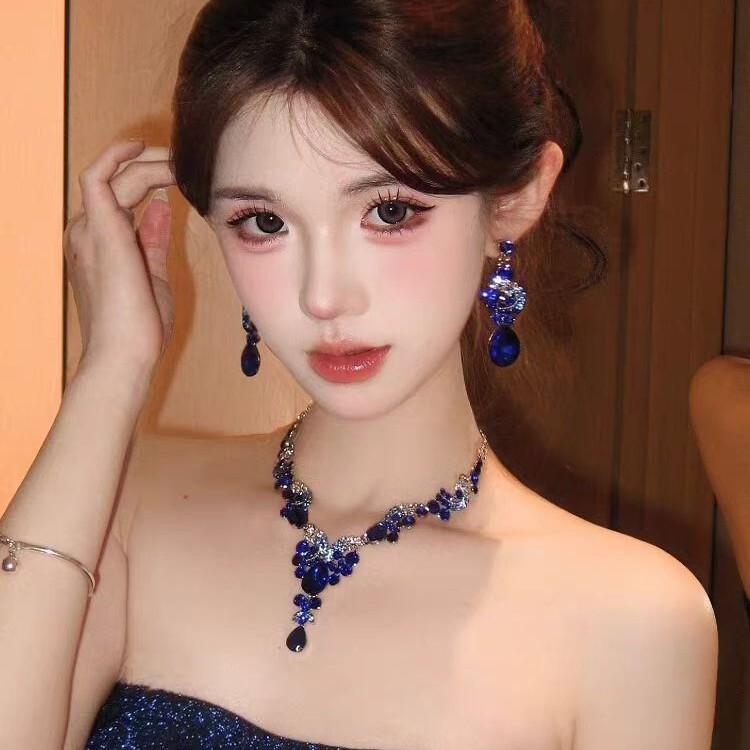 Crystal Leaf Bridal Necklace and Earring Set