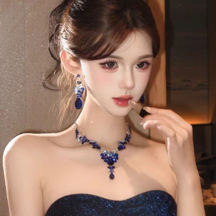 Crystal Leaf Bridal Necklace and Earring Set
