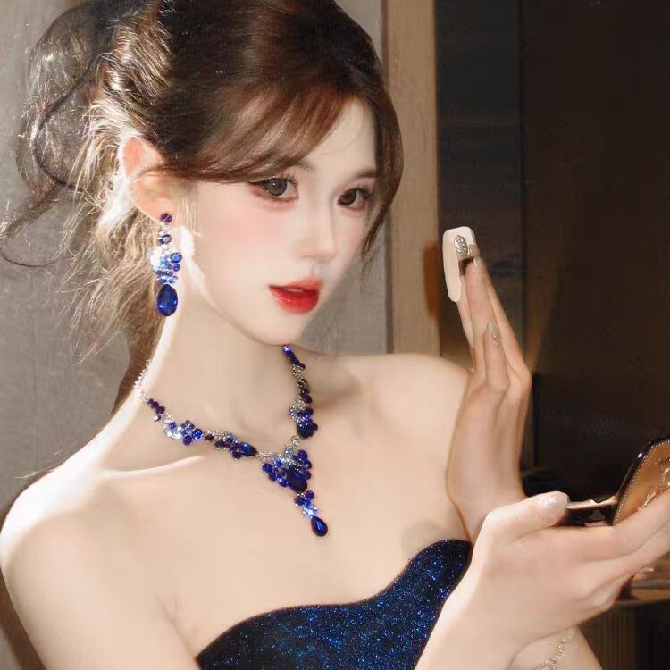 Crystal Leaf Bridal Necklace and Earring Set