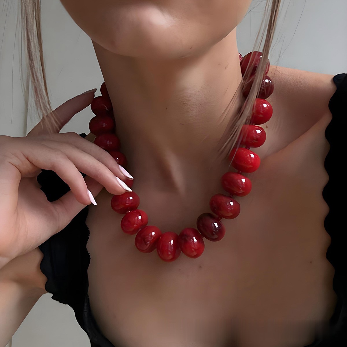 Colorful Marbled Acrylic Beaded Necklace