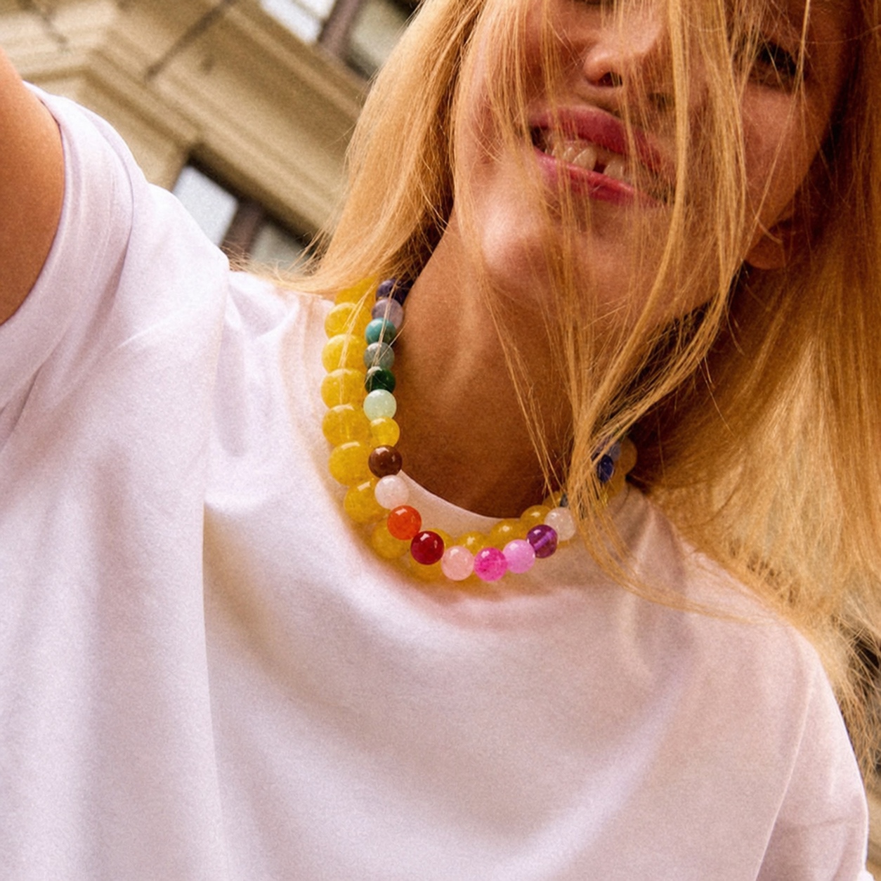 Colorful Marbled Acrylic Beaded Necklace