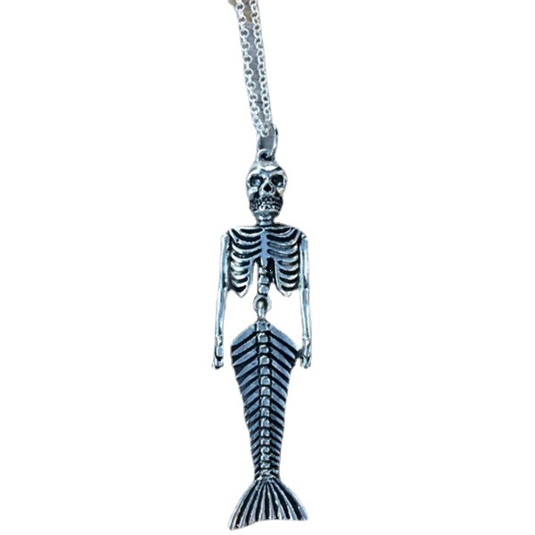 Skeleton Mermaid Pendant Necklace