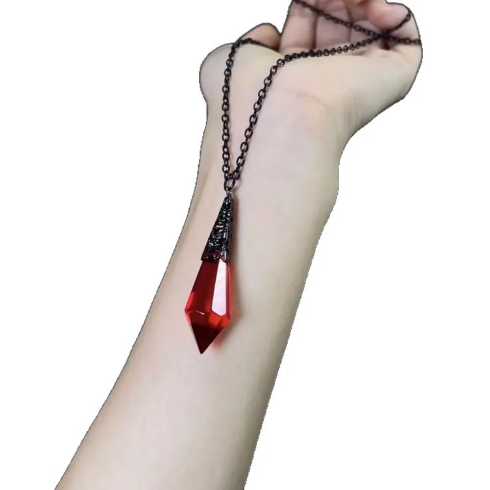Gothic Red and Black Glass Crystal Pendant Necklace
