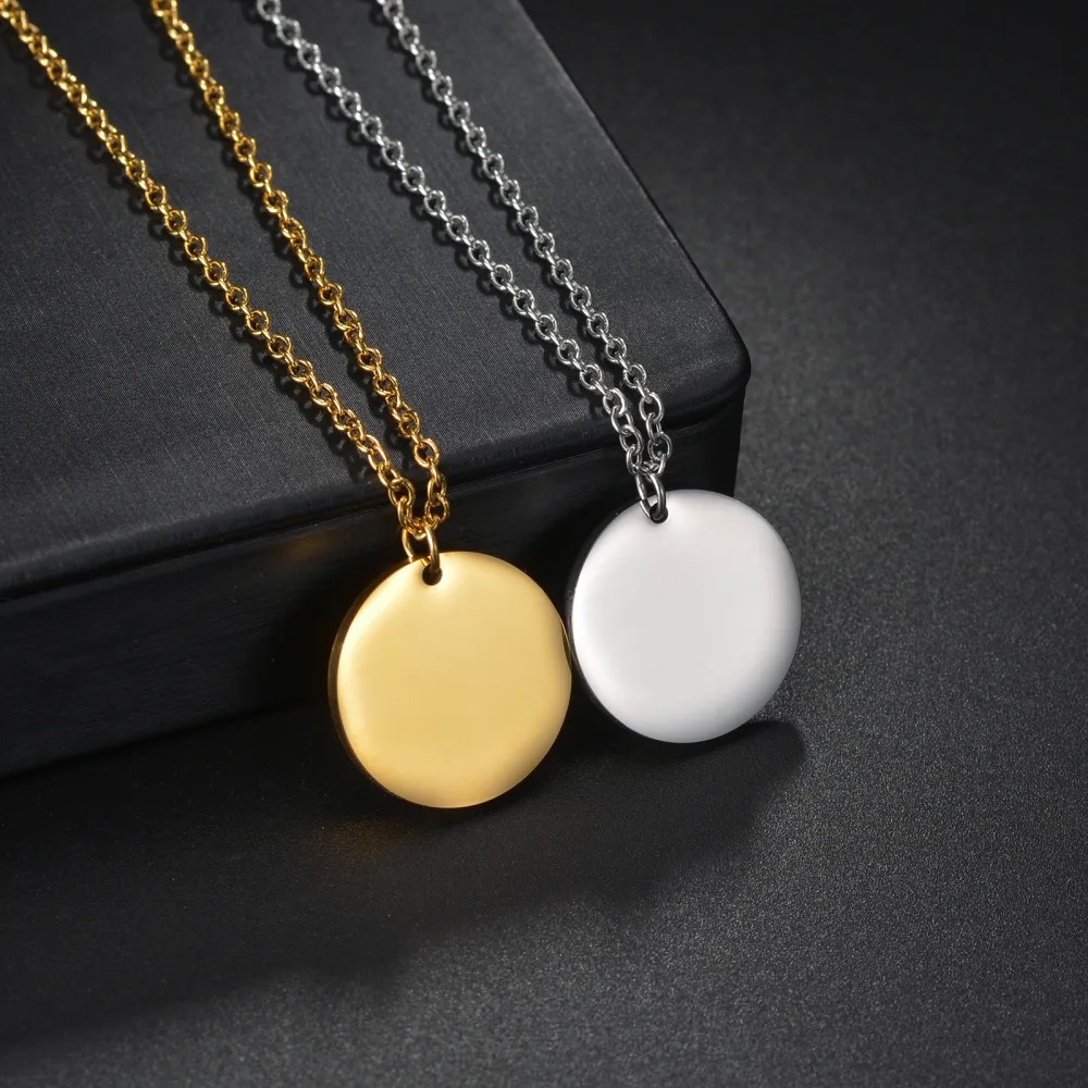 Minimalist Engravable Stainless Steel O-Shaped Pendant Necklace