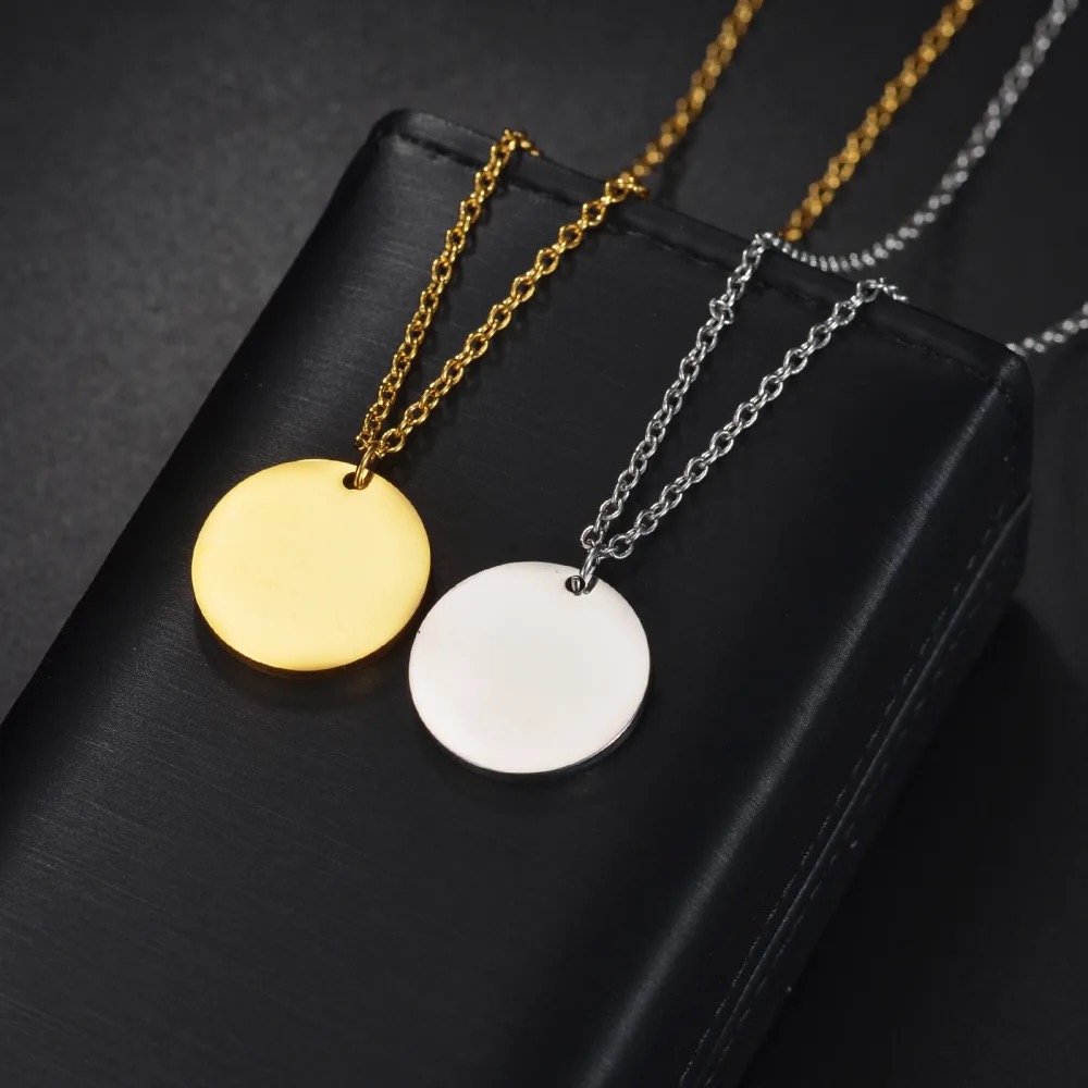 Minimalist Engravable Stainless Steel O-Shaped Pendant Necklace