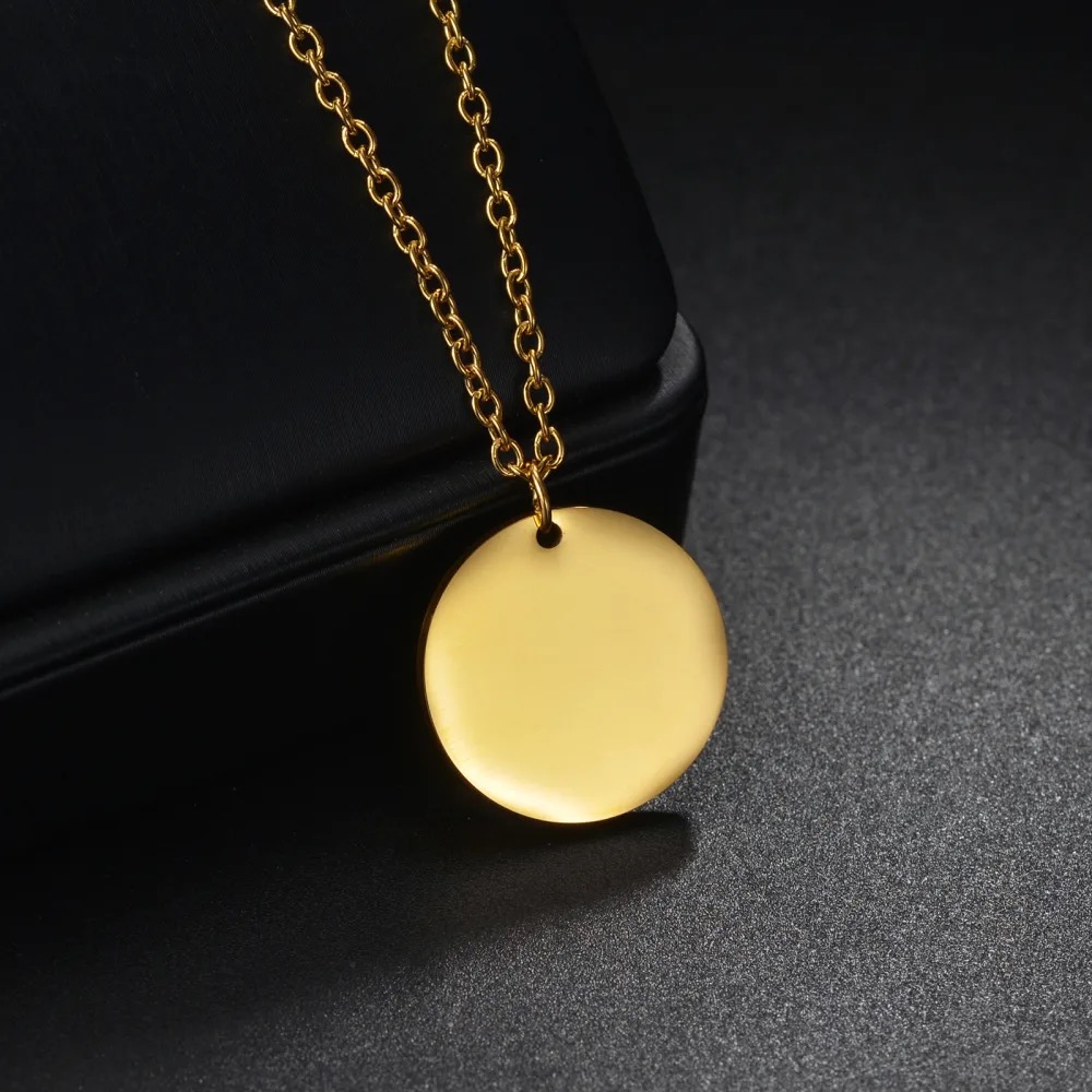 Minimalist Engravable Stainless Steel O-Shaped Pendant Necklace