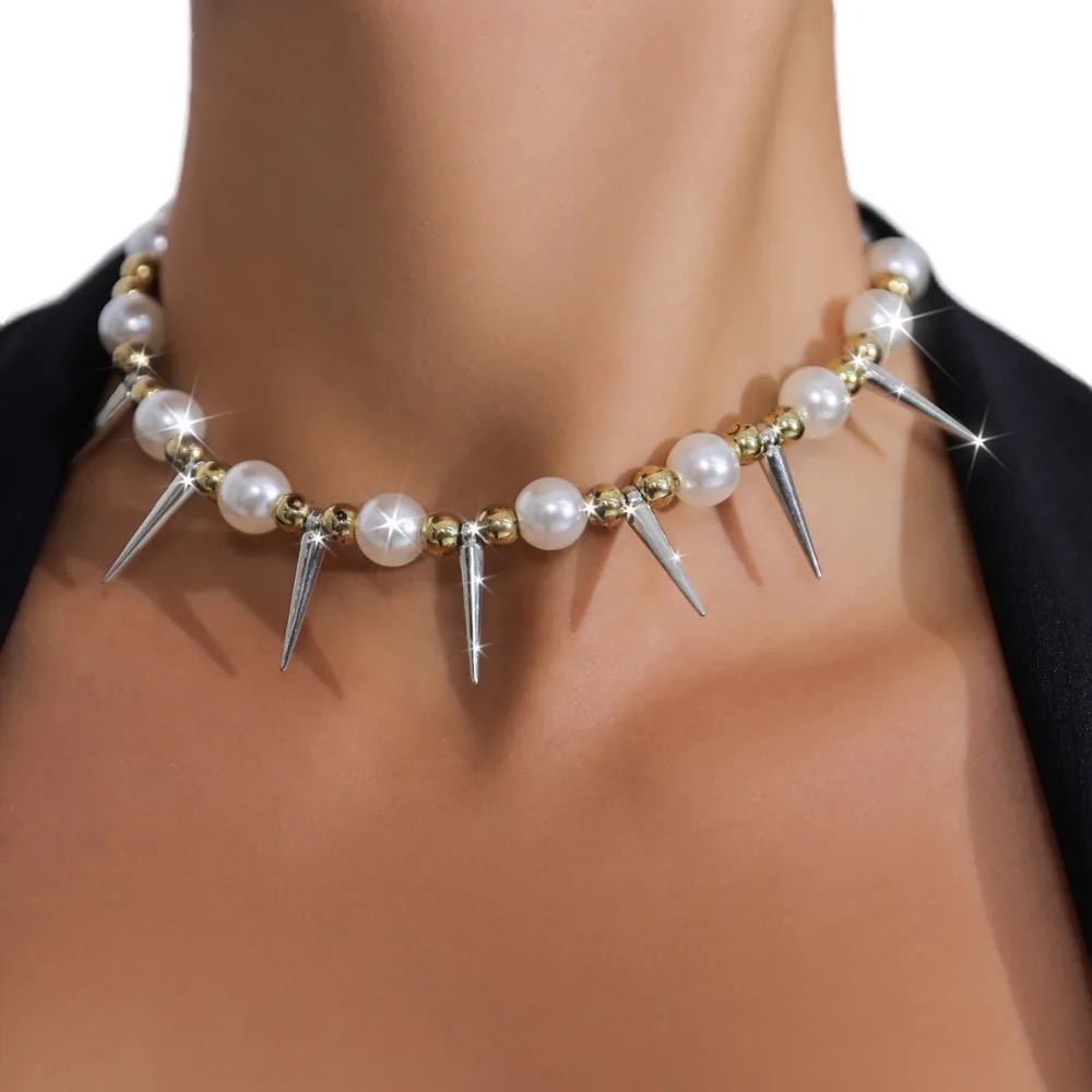 Double-Layer Oversized Faux Pearl Tassel Necklace