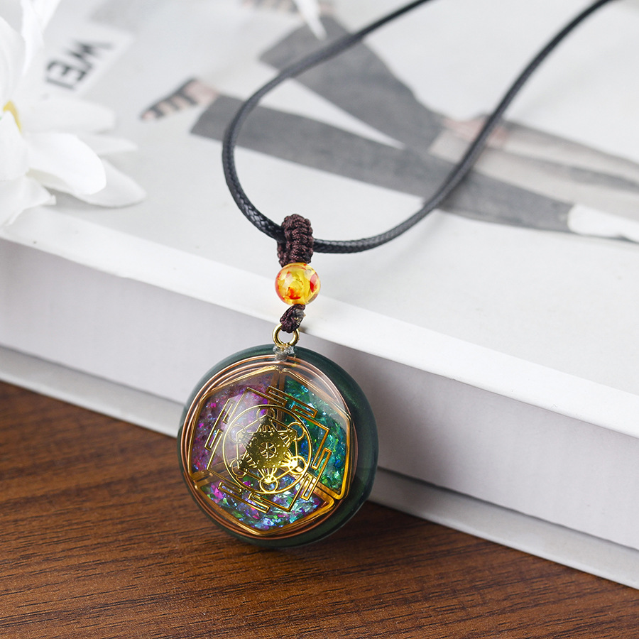Handmade Natural Crystal Resin Orgone Energy Pendant Necklace