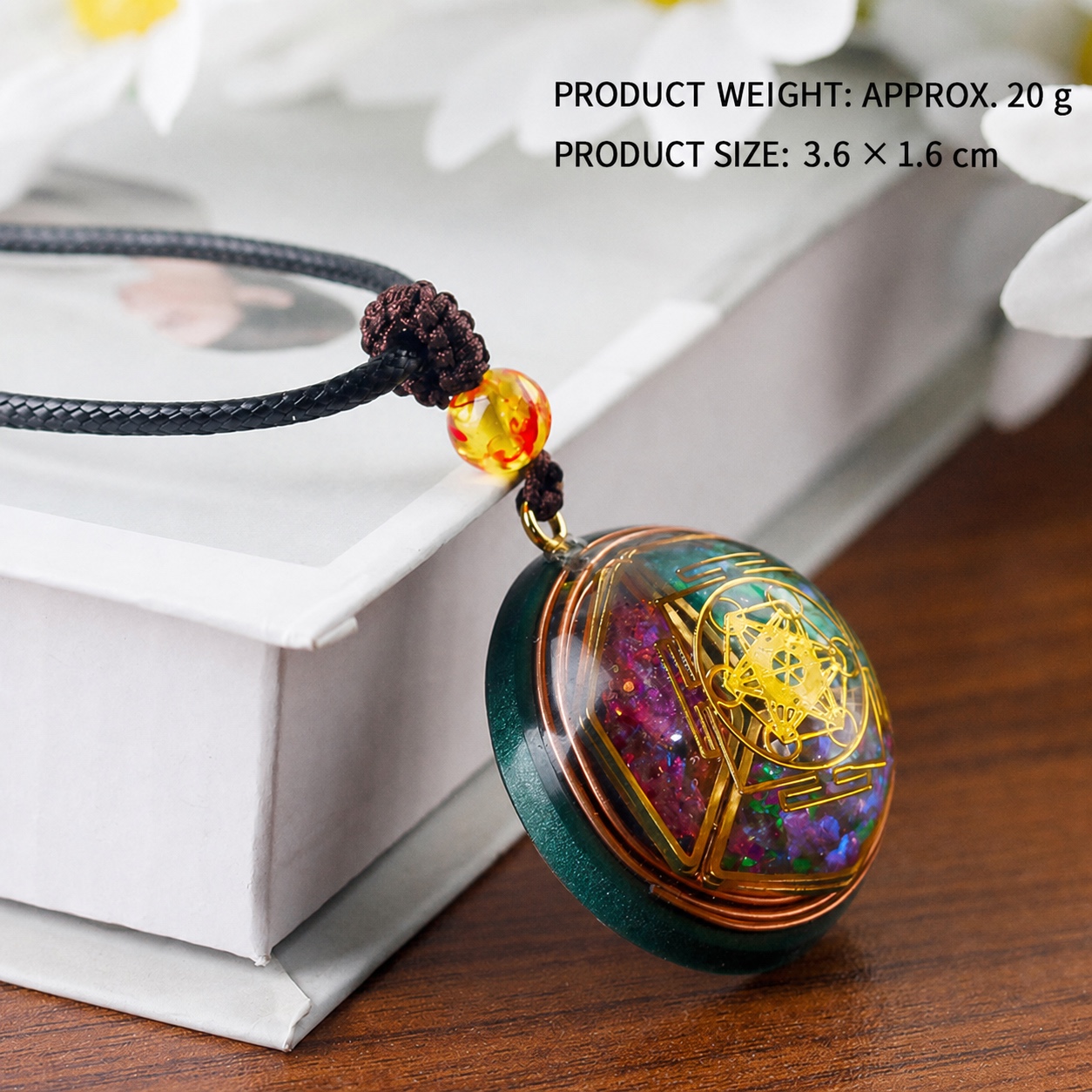 Handmade Natural Crystal Resin Orgone Energy Pendant Necklace