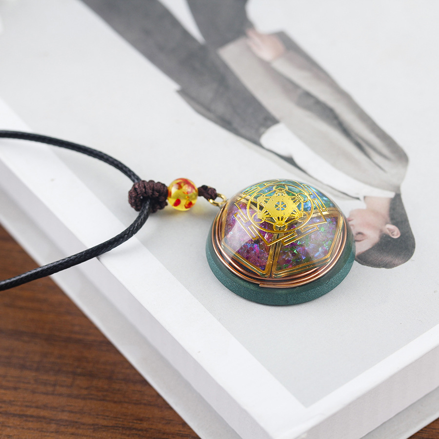 Handmade Natural Crystal Resin Orgone Energy Pendant Necklace