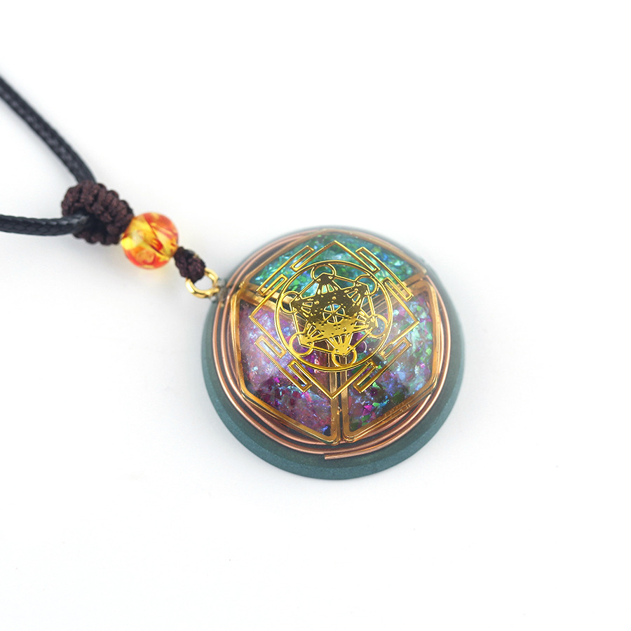 Handmade Natural Crystal Resin Orgone Energy Pendant Necklace