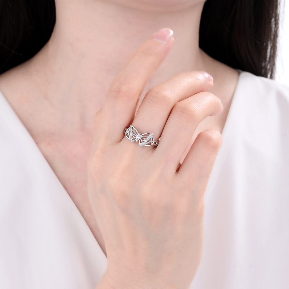 Zircon Butterfly Triangle Knot Ring