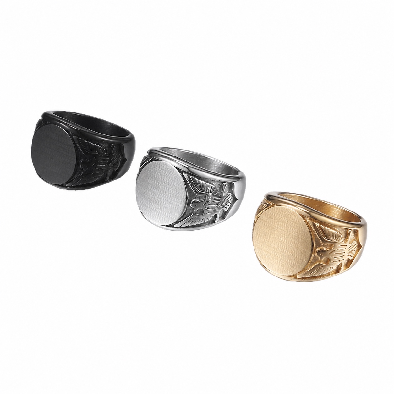 HZ112 U.S. Marine Corps Titanium Steel Signet Ring