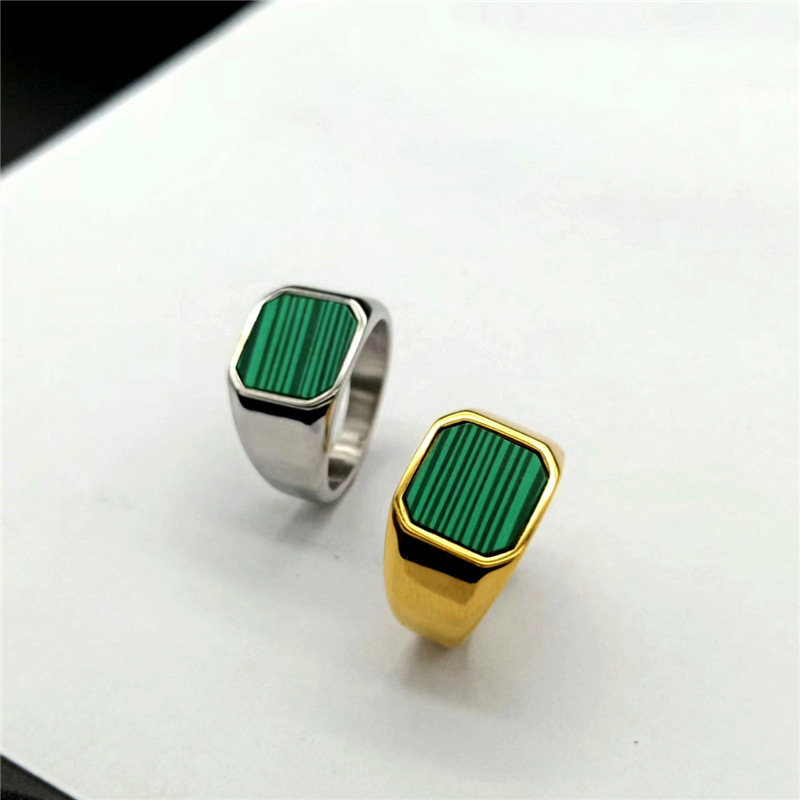 Vintage Square Natural Malachite Ring