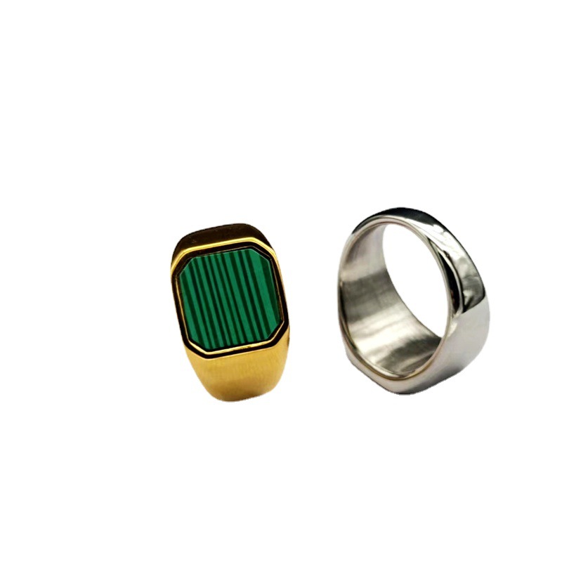 Vintage Square Natural Malachite Ring